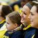 Michigan senior Rachel Sheffer watches the selection broadcast on Monday, March 18. Daniel Brenner I AnnArbor.com